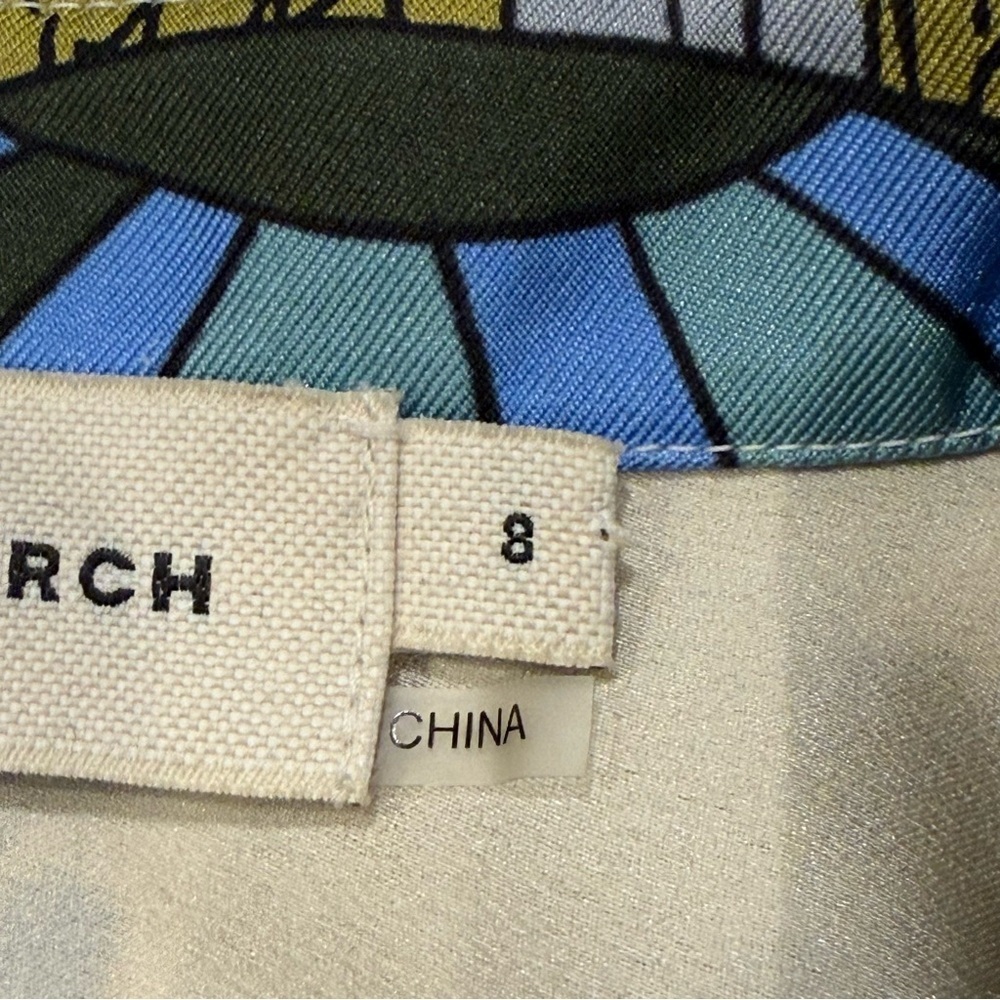Tory Burch Green and Blue Hot Air Balloon Print Silk Twill Blouse Size 8 EUC - Picture 6 of 15